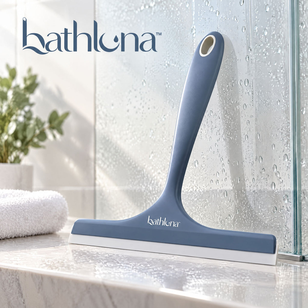 bathluna™ Shower Squeegee with Water Removal & Bathroom Cleaning Solution