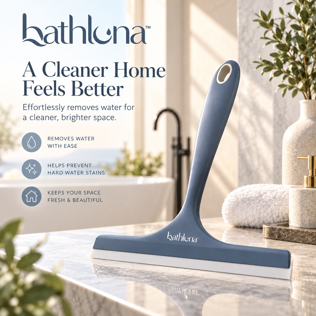 bathluna™ Shower Squeegee with Water Removal & Bathroom Cleaning Solution