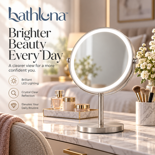 bathluna™ Cosmetic Mirror with Elegant Beauty Care & Modern Vanity Style