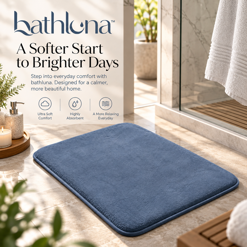 bathluna™ Memory Foam Bath Mat with Soft Comfort & Water Absorption