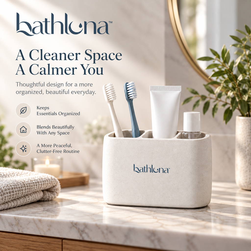 bathluna™ Toothbrush Holder with Minimalist Storage & Bathroom Organization