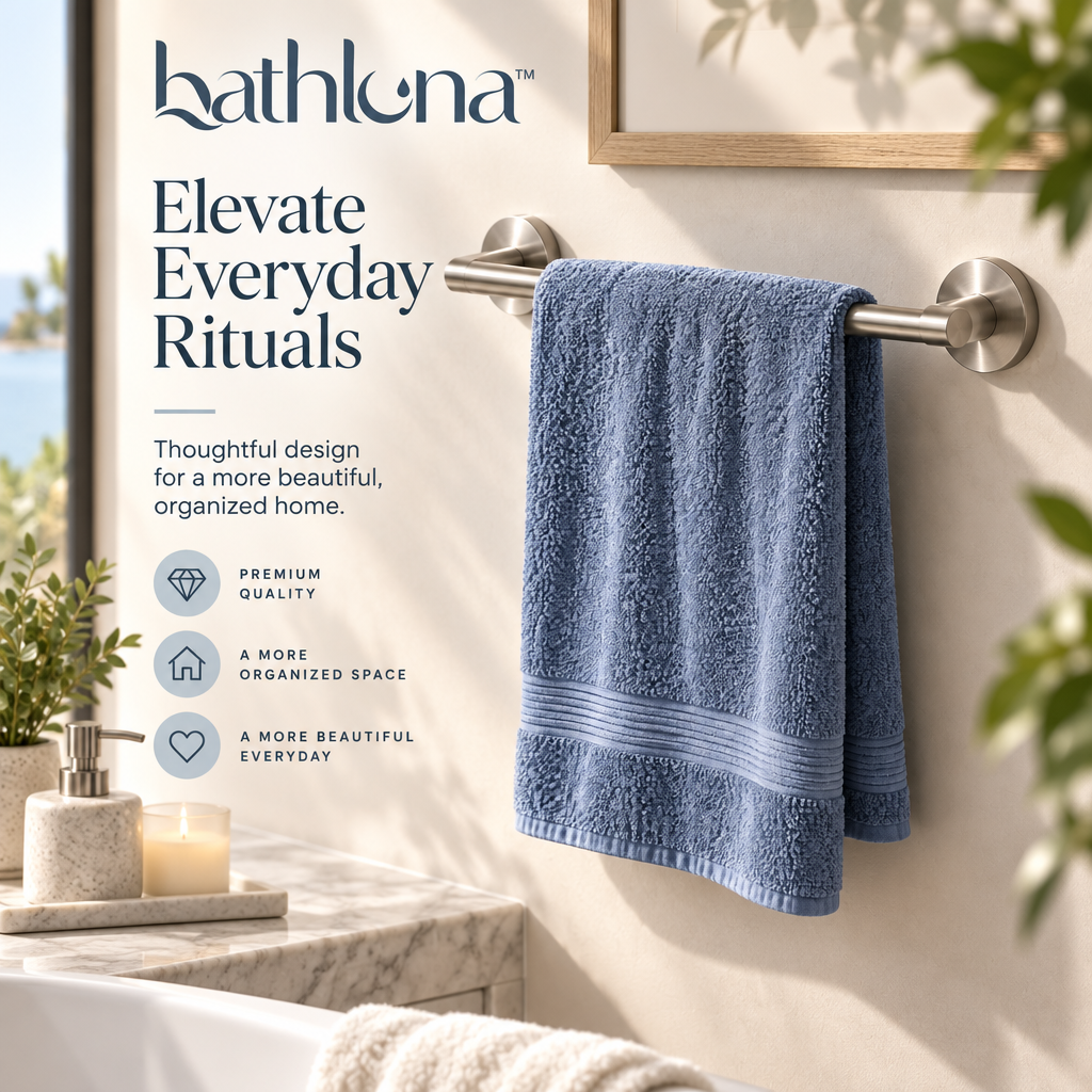 bathluna™ Towel Holder with Space-Saving Storage & Modern Bathroom Style