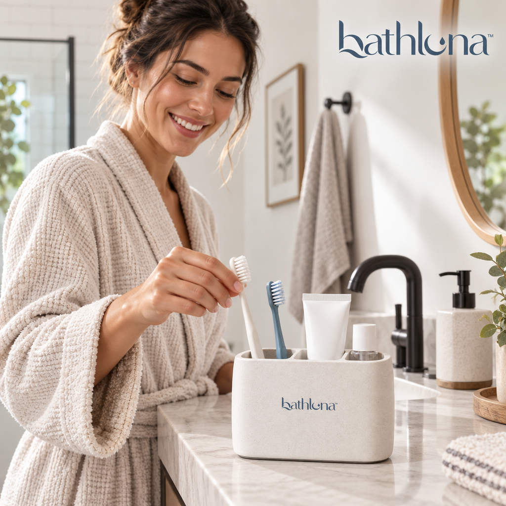 bathluna™ Toothbrush Holder with Minimalist Storage & Bathroom Organization