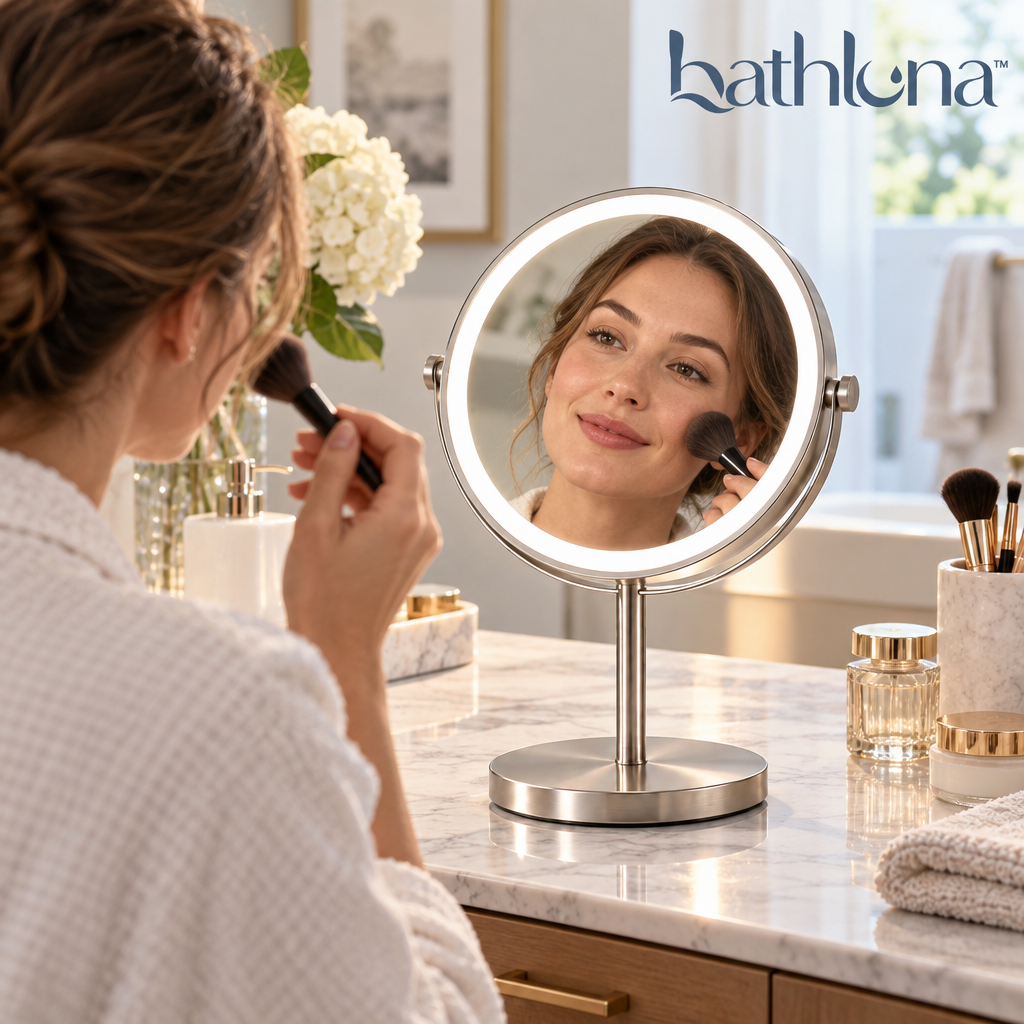 bathluna™ Cosmetic Mirror with Elegant Beauty Care & Modern Vanity Style