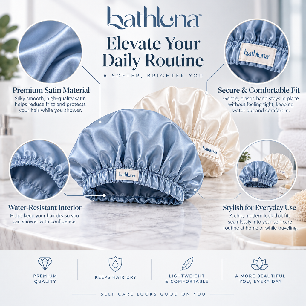 bathluna™ Shower Cap Set with Hair Protection & Comfortable Shower Use