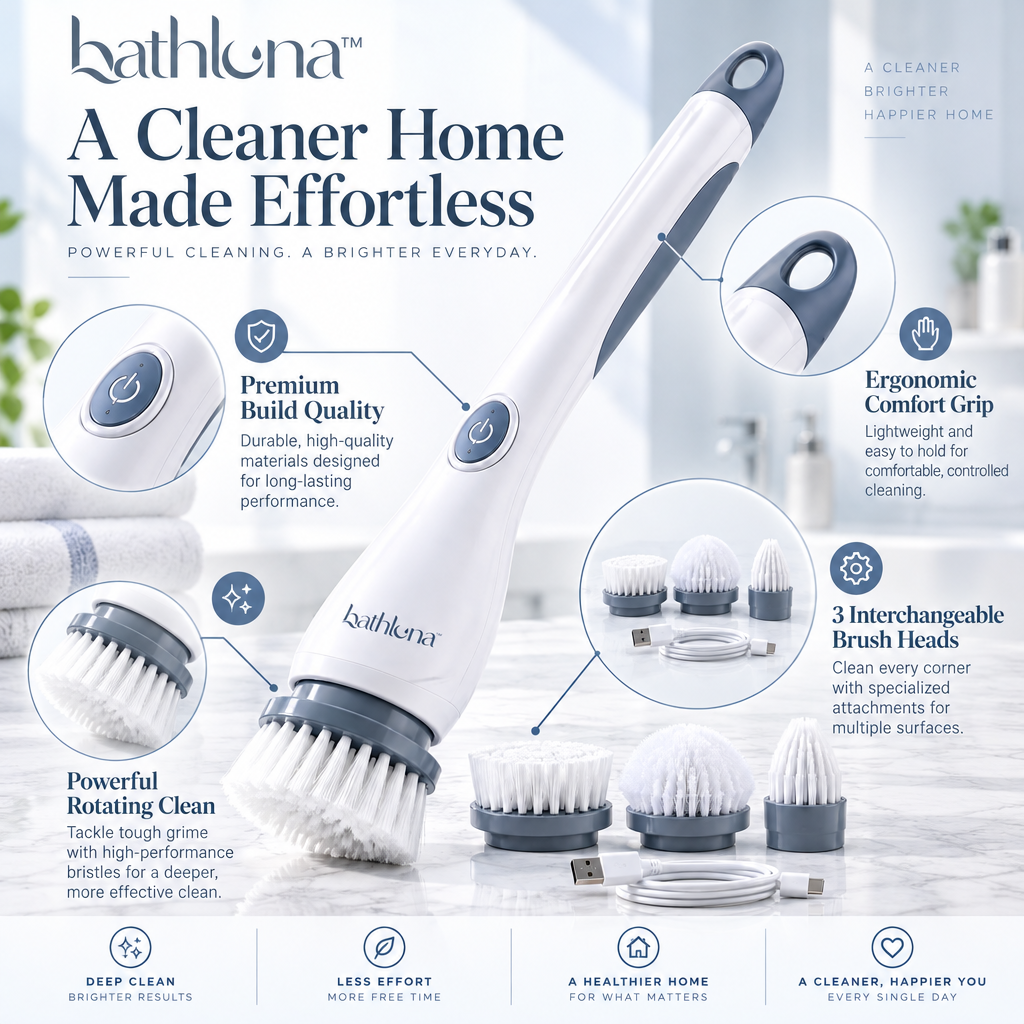 bathluna™ Electric Spin Scrubber with Powerful Cleaning & Bathroom Care Solution