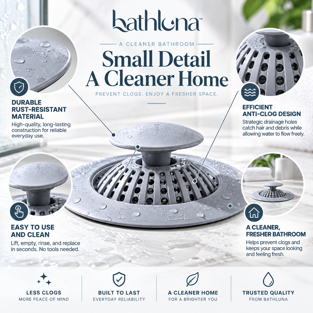 bathluna™ Drain Hair Catcher with Drain Protection & Bathroom Maintenance