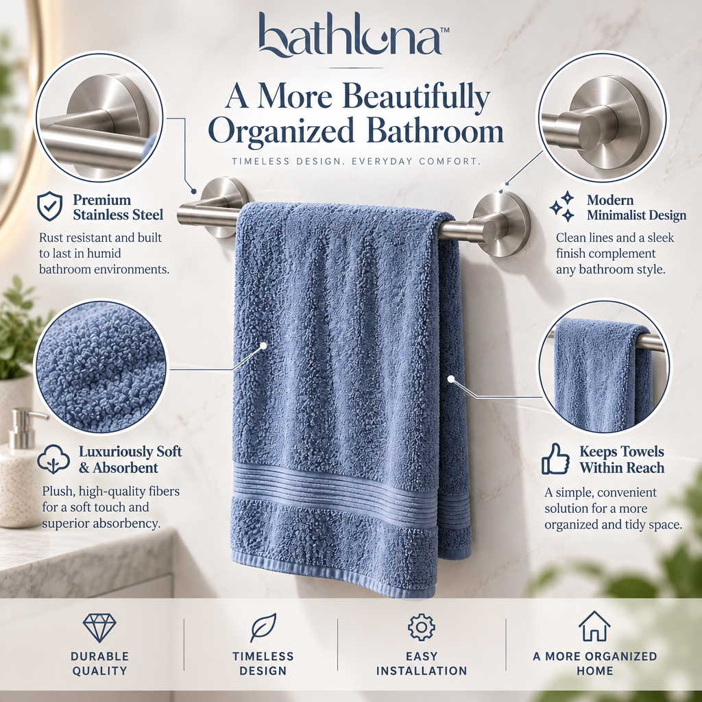 bathluna™ Towel Holder with Space-Saving Storage & Modern Bathroom Style