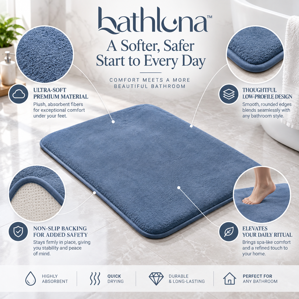 bathluna™ Memory Foam Bath Mat with Soft Comfort & Water Absorption