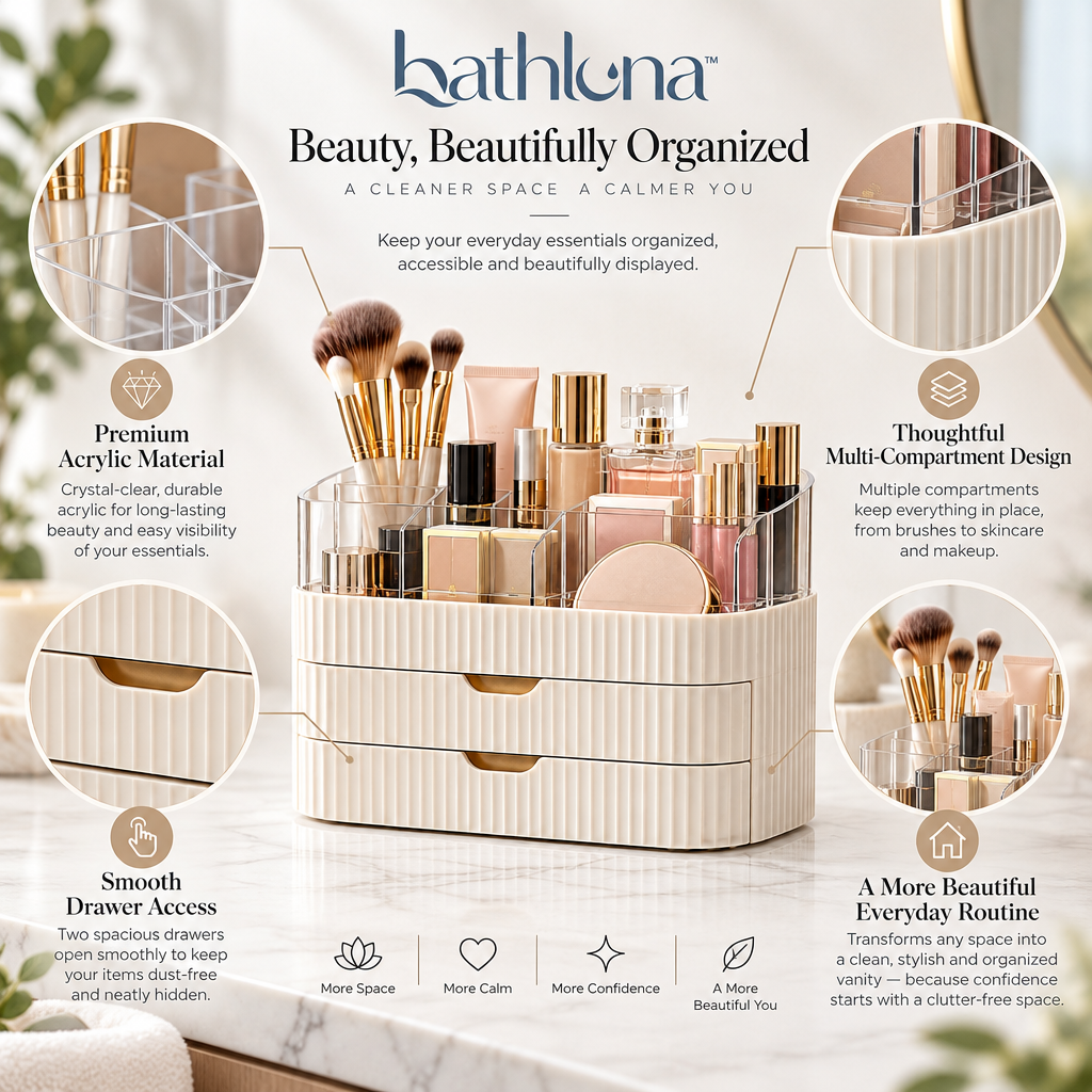 bathluna™ Makeup Organizer with Beauty Storage & Vanity Organization Solution