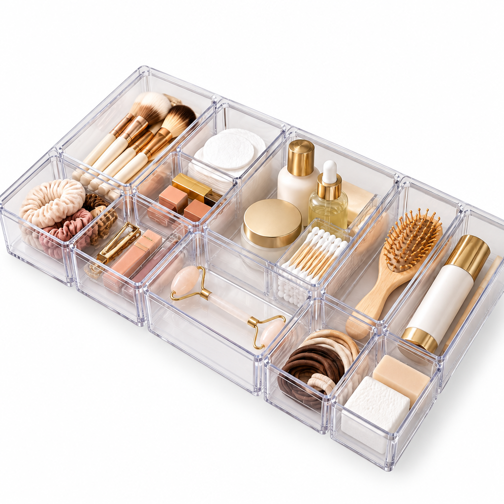 bathluna™ Bathroom Drawer Organizer with Flexible Storage & Personal Care Organization