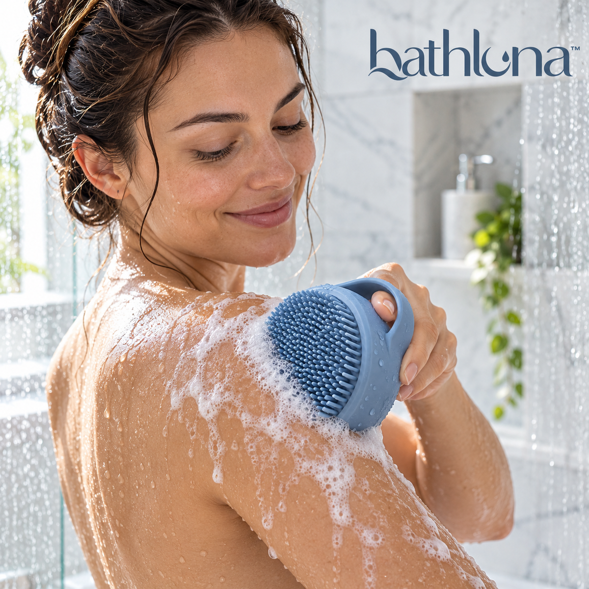 bathluna™ Silicone Body Scrubber with Gentle Cleansing & Shower Care Experience